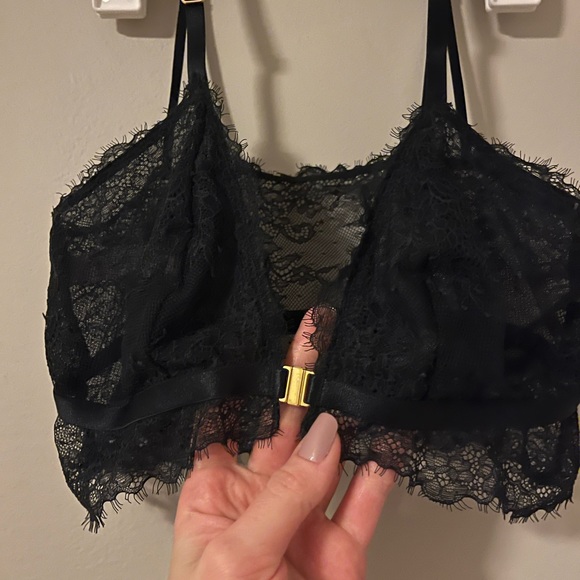 Auden Women's Lace Longline Eyelash Front Closure Clasp Bralette size Small - Picture 5 of 14